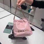 Chanel Women CC 22 Mini Handbag Shiny Calfskin Gold-Tone Metal Light Pink - Image 10