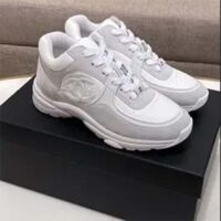 Chanel Women CC Low Top Sneakers Calfskin Suede Leather Triple White (14)