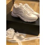 Chanel Women CC Low Top Sneakers Calfskin Suede Leather Triple White - Image 6