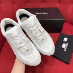 Chanel Women CC Low Top Sneakers Calfskin Suede Leather Triple White - Image 10