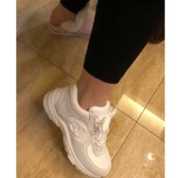 Chanel Women CC Low Top Sneakers Calfskin Suede Leather Triple White (14)
