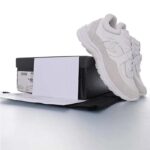 Chanel Women CC Low Top Sneakers Calfskin Suede Triple White - Image 9