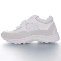 Chanel Women CC Low Top Sneakers Calfskin Suede Triple White (10)