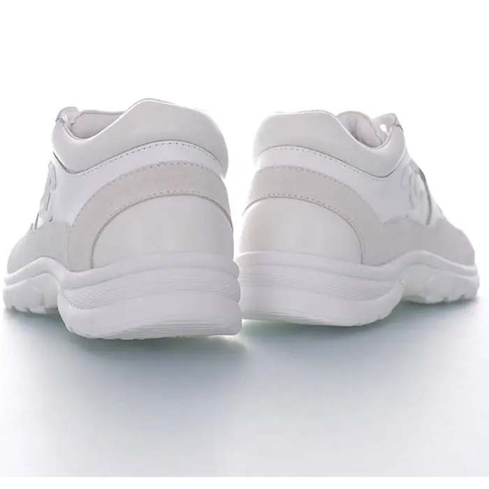 Chanel Women CC Low Top Sneakers Calfskin Suede Triple White (2)