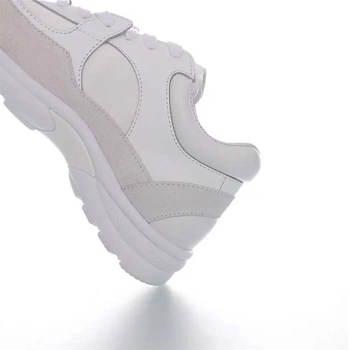 Chanel Women CC Low Top Sneakers Calfskin Suede Triple White (3)