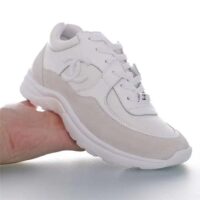 Chanel Women CC Low Top Sneakers Calfskin Suede Triple White (10)