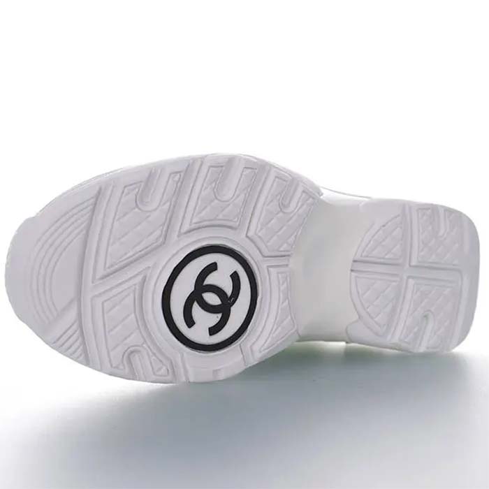 Chanel Women CC Low Top Sneakers Calfskin Suede Triple White (8)