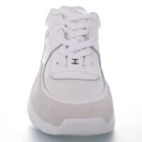 Chanel Women CC Low Top Sneakers Calfskin Suede Triple White (10)