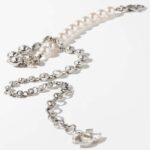 Chanel Women CC Necklace Metal Glass Pearls Strass Silver Pearly White Crystal - Imagen 2