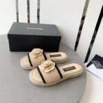 Chanel Women Mules Crochet Ivory and Black 0.5 cm Heel-Beige - Image 3