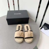 Chanel Women Mules Crochet Ivory and Black 0.5 cm Heel-Beige (3)