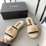 Chanel Women Mules Crochet Ivory and Black 0.5 cm Heel-Beige - Image 4