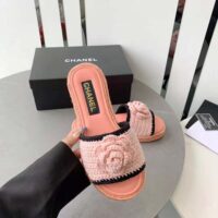 Chanel Women Mules Crochet Ivory and Black 0.5 cm Heel-Pink (4)