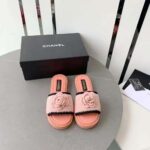 Mules Chanel da donna all'uncinetto avorio e nero tacco 0,5 cm - rosa