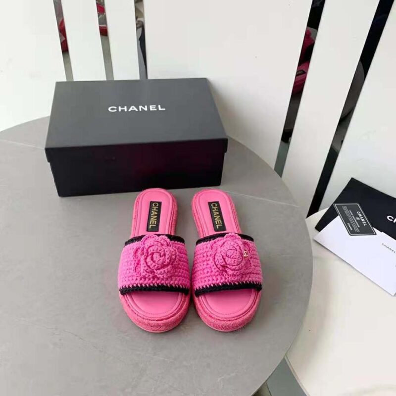 Chanel Mules da donna all'uncinetto avorio e nero tacco 0,5 cm - Rosa