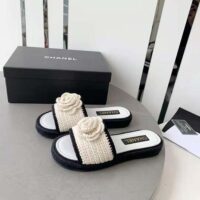 Chanel Women Mules Crochet Ivory and Black 0.5 cm Heel-White (6)