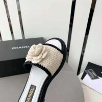 Chanel Women Mules Crochet Ivory and Black 0.5 cm Heel-White (6)