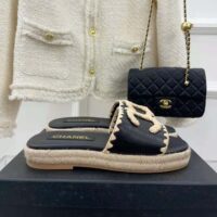 Chanel Women Mules Lambskin Beige & Black (4)