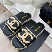 Chanel Women Mules Lambskin Beige & Black (4)