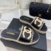 Chanel Women Mules Lambskin Beige & Black (4)