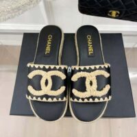 Chanel Women Mules Lambskin Beige & Black (4)