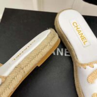 Chanel Women Mules Lambskin Beige & White (6)