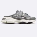 Dior Unisex CD D-Wander Sneaker Gray Stone Oblique Technical Fabric Open-Back