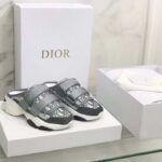 Dior Unisex CD D-Wander Sneaker Gray Stone Oblique Technical Fabric Open-Back - Image 3