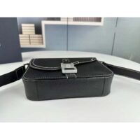 Dior Unisex CD Mini Saddle Bag Strap Black Grained Calfskin Flap Closure (7)