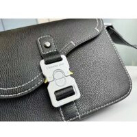 Dior Unisex CD Mini Saddle Bag Strap Black Grained Calfskin Flap Closure (7)