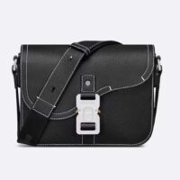 Dior Unisex CD Mini Saddle Bag Strap Black Grained Calfskin Flap Closure (7)