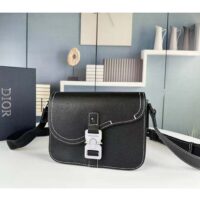 Dior Unisex CD Mini Saddle Bag Strap Black Grained Calfskin Flap Closure (7)