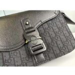 Dior Unisex CD Mini Saddle Bag Strap Black Oblique Jacquard Grained Calfskin - immagine 6