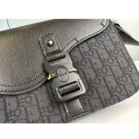 Dior Unisex CD Mini Saddle Bag Strap Black Oblique Jacquard Grained Calfskin (4)