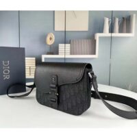 Dior Unisex CD Mini Saddle Bag Strap Black Oblique Jacquard Grained Calfskin (4)