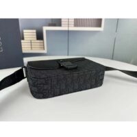 Dior Unisex CD Mini Saddle Bag Strap Black Oblique Jacquard Grained Calfskin (4)