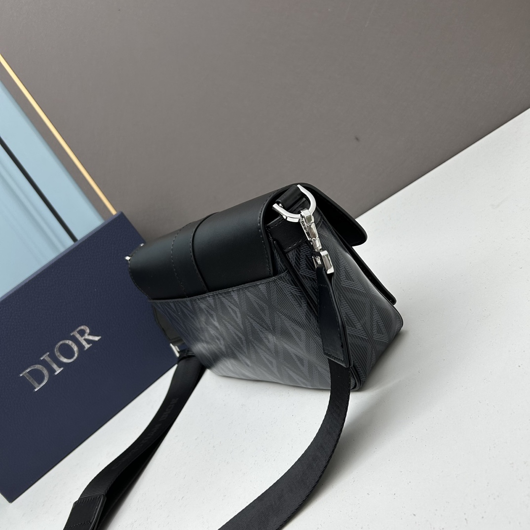Dior Unisex Hit The Road Bag Strap Black CD Diamond Canvas Smooth Calfskin (4)