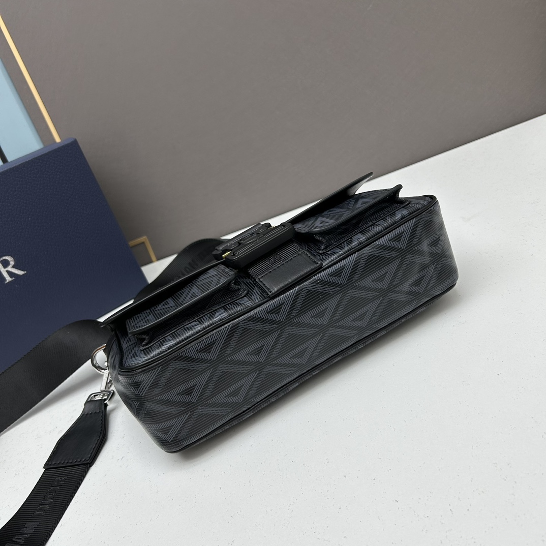 Dior Unisex Hit The Road Bag Strap Black CD Diamond Canvas Smooth Calfskin (8)