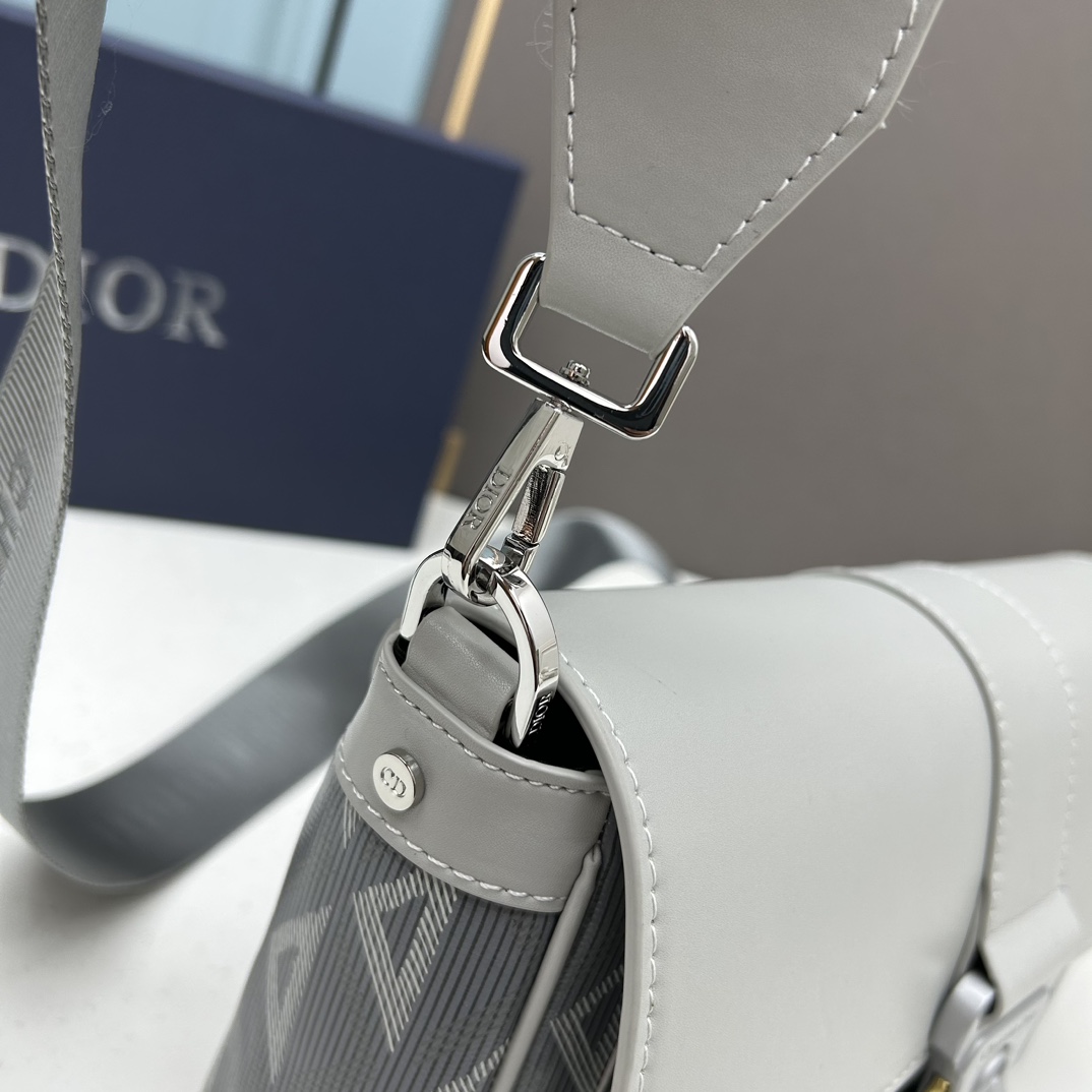 Dior Unisex Hit The Road Bag Strap Gray CD Diamond Canvas Smooth Calfskin (1)