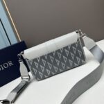 Dior Unisex Hit The Road Bag Strap Gray CD Diamond Canvas Smooth Calfskin - Image 3