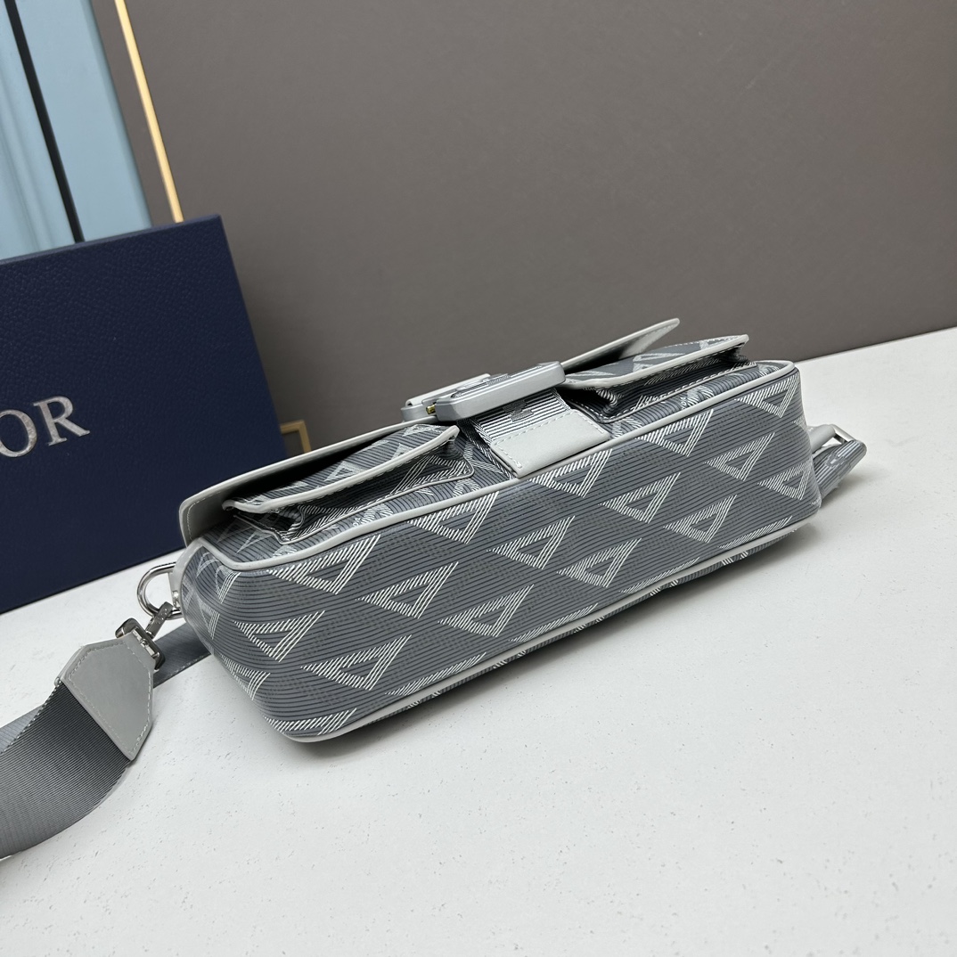 Dior Unisex Hit The Road Bag Strap Gray CD Diamond Canvas Smooth Calfskin (7)