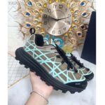 Dior Unisex Shoes CD B31 Runner Sneaker Khaki Technical Mesh Turquoise Rubber Warped Cannage - immagine 7