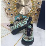 Dior Unisex Shoes CD B31 Runner Sneaker Khaki Technical Mesh Turquoise Rubber Warped Cannage - immagine 4