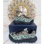 Dior Unisex Shoes CD B31 Runner Sneaker Khaki Technical Mesh Turquoise Rubber Warped Cannage - immagine 3