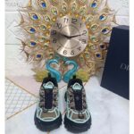 Dior Unisex Shoes CD B31 Runner Sneaker Khaki Technical Mesh Turquoise Rubber Warped Cannage - immagine 6