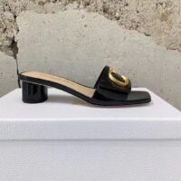 Dior Women CD C’est Dior Heeled Slide Black Patent Calfskin (8)