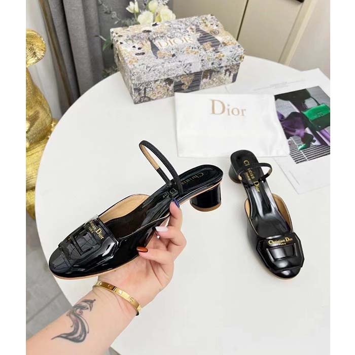 Dior Women CD Day Slingback Pump Black Patent Calfskin (10)