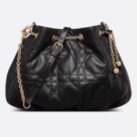 Dior Women CD Medium Ammi Bag Black Supple Macrocannage Lambskin (6)