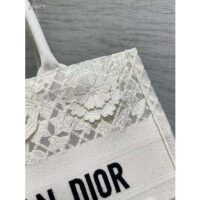 Dior Women CD Medium Book Tote White Multicolor D-Lace Embroidery Macramé Effect (7)