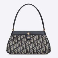 Dior Women CD Medium Dior Key Bag Blue Dior Oblique Jacquard (4)